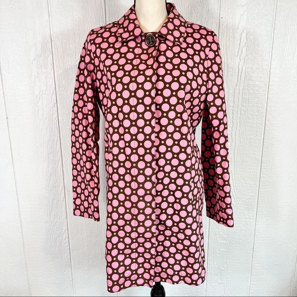 Bill Blass Pink and Brown Polka Dot Coat Size 10